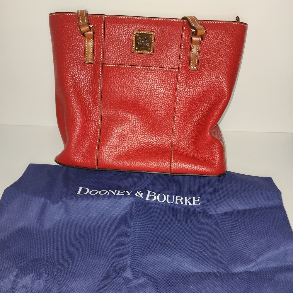 DOONEY & BOURKE Designer LEXINGTON Red Pebbled Leather  Tote Handbag Purse - Picture 13 of 16